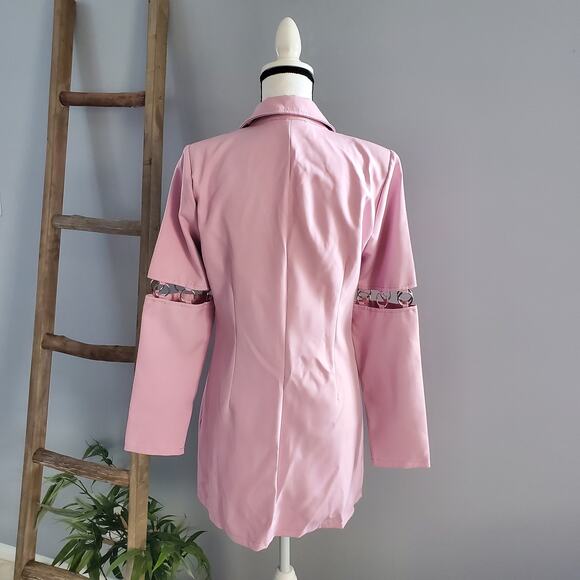 Saint Genies Pink Chain Accent Blazer Jacket Dress Size 6 - Picture 2 of 11